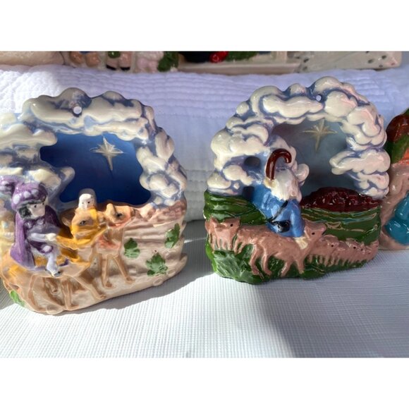 Chistmas Ornaments Hand Crafted Vintage Nativity, Tree, Snowman,Dog,Cats 9pc - Picture 6 of 11